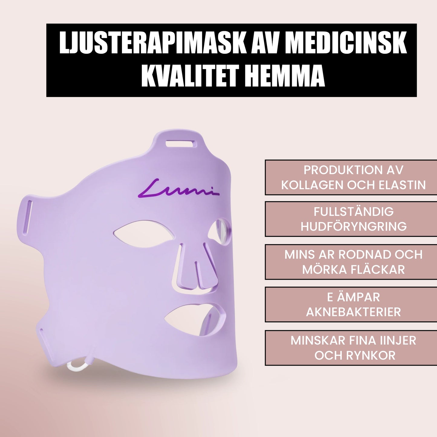 LED-Ljusterapimask för Ansikte med Flera Ljuslägen