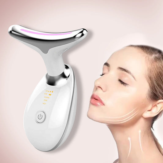 LED-ljusbehandlingsenhet för Ansikte och Nacke med Vibration